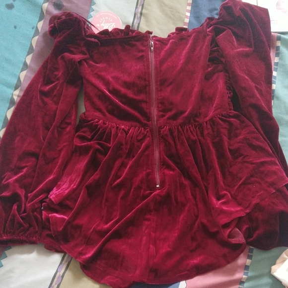 Lilly's Kloset Rich Burgundy Velvet Dress - Picture 7 of 7